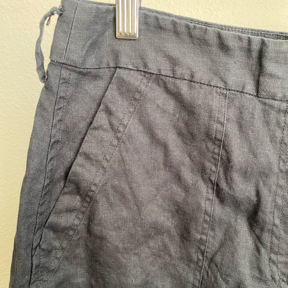 Saks Fifth Avenue Black Linen Skirt Size Medium Zip‎ Front & Pockets - Picture 2 of 6